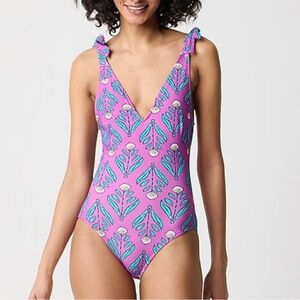 J. Crew purple one piece swimsuit.